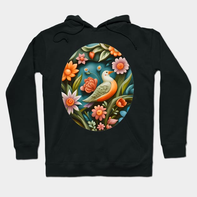 Bird and Floral Mural Design Hoodie by Charmycraft